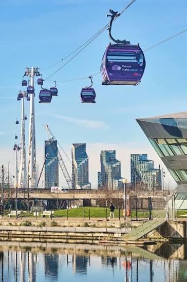 Royal Victoria Dock and the cable car in East London
